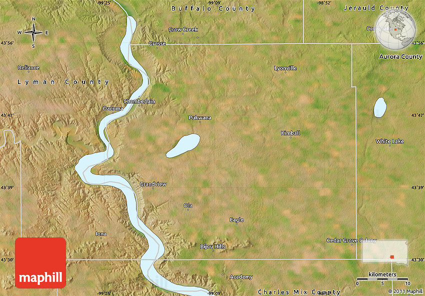 Satellite Map of Brule County