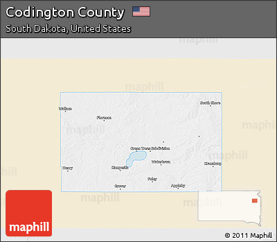 Classic Style 3D Map of Codington County, single color outside