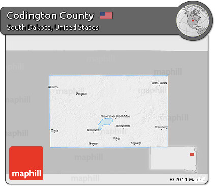 Gray 3D Map of Codington County, single color outside