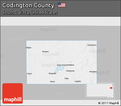 Gray 3D Map of Codington County, single color outside
