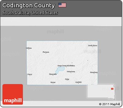 Gray 3D Map of Codington County, single color outside