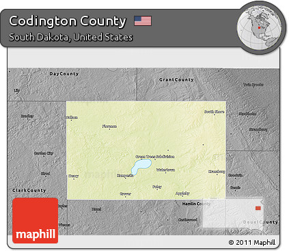Physical 3D Map of Codington County, darken, desaturated
