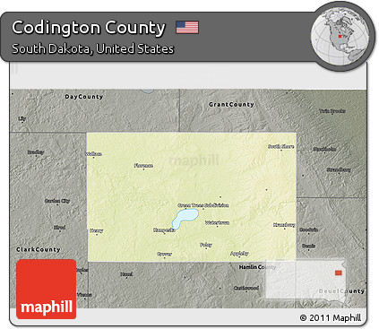 Physical 3D Map of Codington County, darken, semi-desaturated