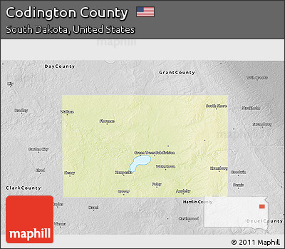 Physical 3D Map of Codington County, desaturated