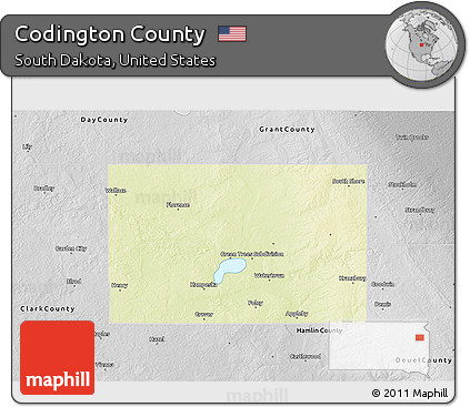 Physical 3D Map of Codington County, desaturated