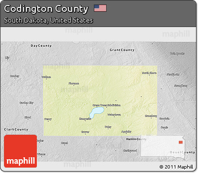 Physical 3D Map of Codington County, desaturated