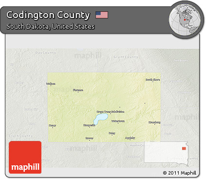 Physical 3D Map of Codington County, lighten, semi-desaturated