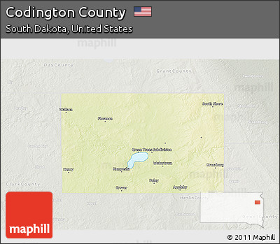 Physical 3D Map of Codington County, lighten, semi-desaturated