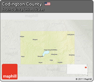 Physical 3D Map of Codington County, lighten, semi-desaturated