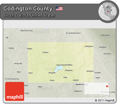 Physical 3D Map of Codington County, semi-desaturated