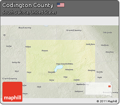 Physical 3D Map of Codington County, semi-desaturated