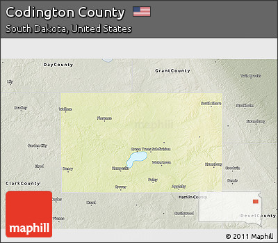 Physical 3D Map of Codington County, semi-desaturated