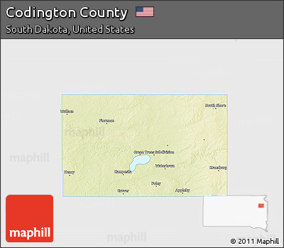 Physical 3D Map of Codington County, single color outside