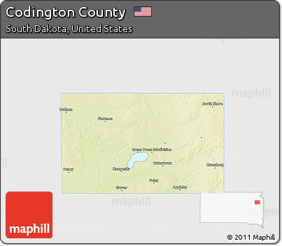 Physical 3D Map of Codington County, single color outside