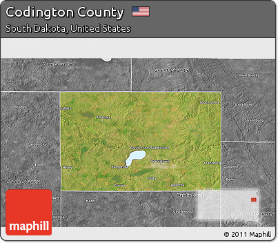 Satellite 3D Map of Codington County, desaturated