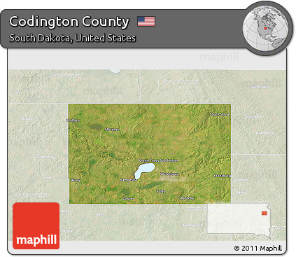 Satellite 3D Map of Codington County, lighten