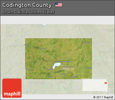 Satellite 3D Map of Codington County, lighten