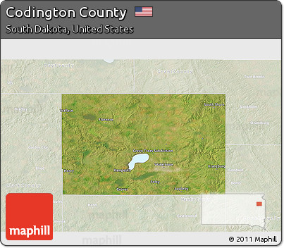Satellite 3D Map of Codington County, lighten