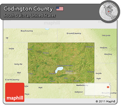 Satellite 3D Map of Codington County, physical outside