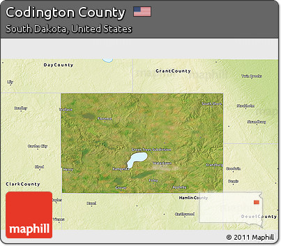 Satellite 3D Map of Codington County, physical outside