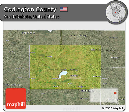 Satellite 3D Map of Codington County, semi-desaturated