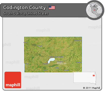 Satellite 3D Map of Codington County, single color outside