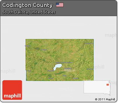 Satellite 3D Map of Codington County, single color outside