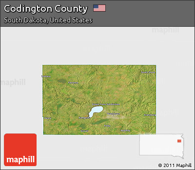 Satellite 3D Map of Codington County, single color outside