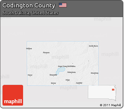 Silver Style 3D Map of Codington County, single color outside