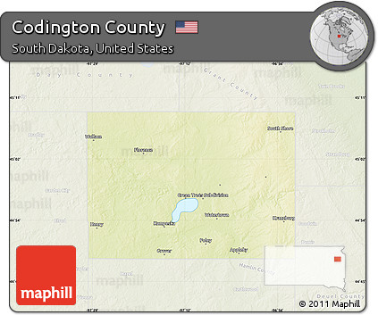 Physical Map of Codington County, lighten