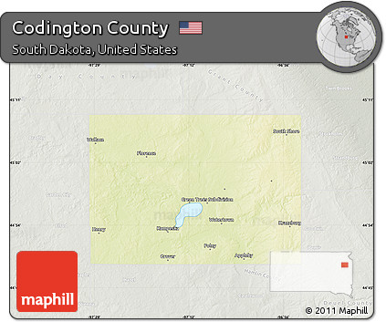Physical Map of Codington County, lighten, semi-desaturated