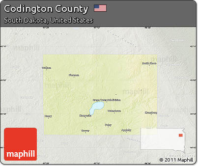 Physical Map of Codington County, lighten, semi-desaturated