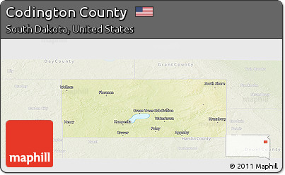 Physical Panoramic Map of Codington County, lighten