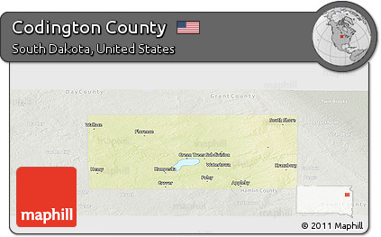Physical Panoramic Map of Codington County, lighten, semi-desaturated
