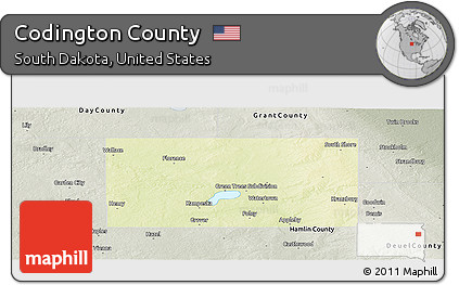 Physical Panoramic Map of Codington County, semi-desaturated