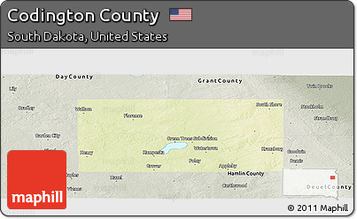 Physical Panoramic Map of Codington County, semi-desaturated