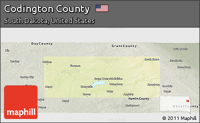 Physical Panoramic Map of Codington County, semi-desaturated