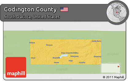 Savanna Style Panoramic Map of Codington County, single color outside