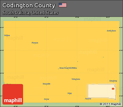 Savanna Style Simple Map of Codington County, single color outside