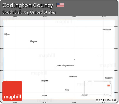 Silver Style Simple Map of Codington County, single color outside