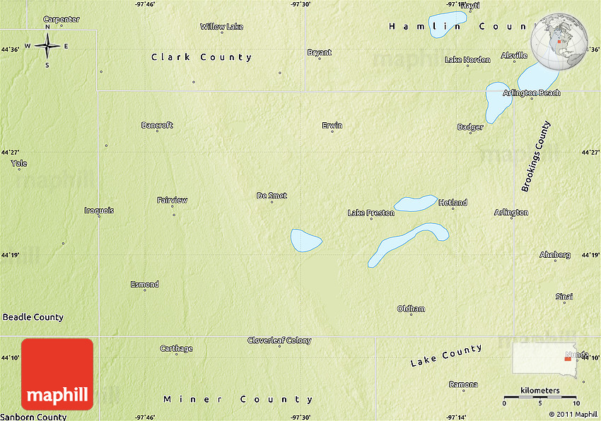 Physical Map of Kingsbury County