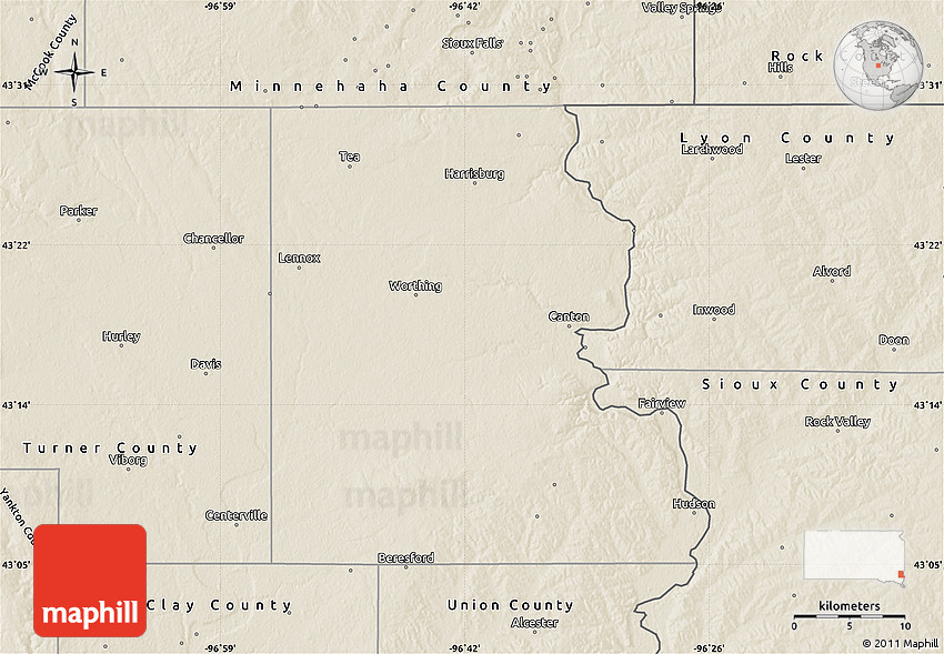 Shaded Relief Map of Lincoln County