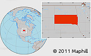 Gray Location Map of South Dakota