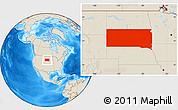 Shaded Relief Location Map of South Dakota