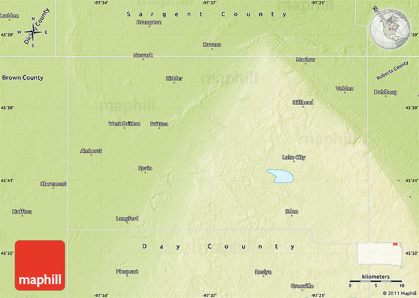 Physical Map of Marshall County