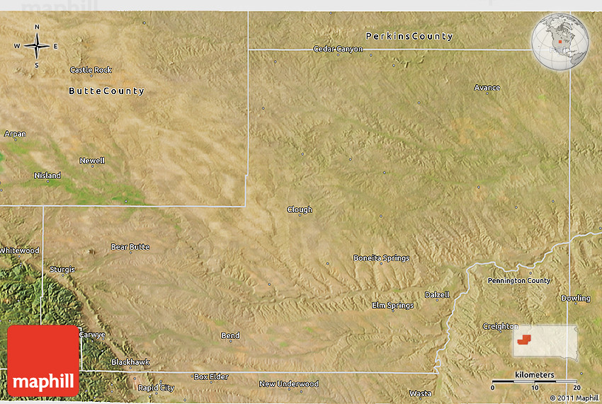 Satellite 3D Map of Meade County