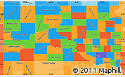 Political Simple Map of South Dakota, political shades outside