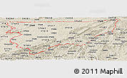 Shaded Relief Panoramic Map of ZIP codes starting with 376