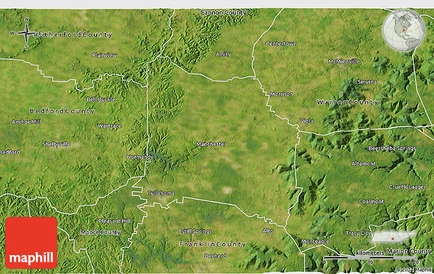 Satellite 3D Map of Coffee County
