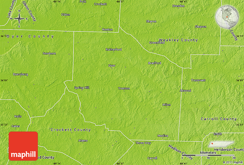 Physical Map of Gibson County